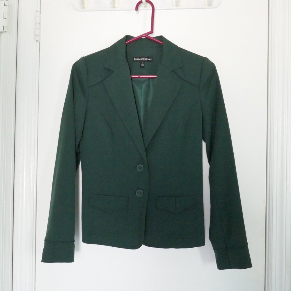 NWOT women’s Jessica McClintock forest green blazer suit jacket size 4